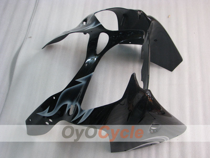 Einspritz-Verkleidungskit für 00-02 NINJA ZX-6R - Weiß, Schwarz - Flamme #OYO87901714