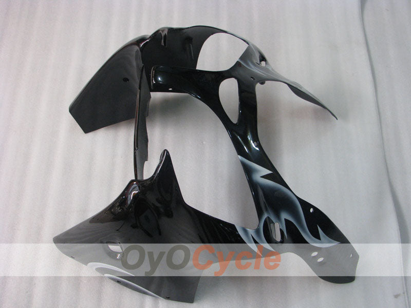 Einspritz-Verkleidungskit für 00-02 NINJA ZX-6R - Weiß, Schwarz - Flamme #OYO87901714