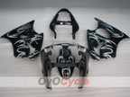 Einspritz-Verkleidungskit für 00-02 NINJA ZX-6R - Weiß, Schwarz - Flamme #OYO87901714