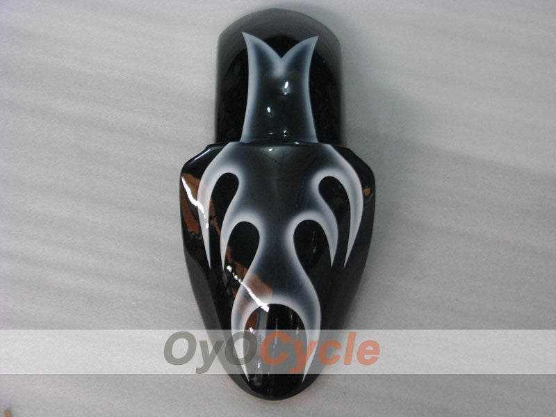 Einspritz-Verkleidungskit für 00-02 NINJA ZX-6R - Weiß, Schwarz - Flamme #OYO87901714