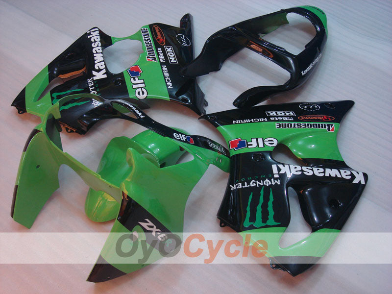Einspritzverkleidungssatz für 00-02 NINJA ZX-6R - Grün, Schwarz - Monster #OYO87901719