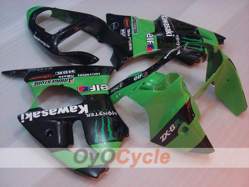 Einspritzverkleidungssatz für 00-02 NINJA ZX-6R - Grün, Schwarz - Monster #OYO87901719