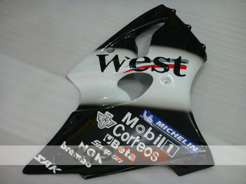 Verkleidungssatz für Einspritzmodelle 00-02 NINJA ZX-6R - Weiß, Schwarz - West #OYO87901752