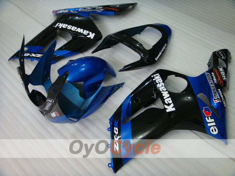 Verkleidungssatz im Spritzgussverfahren für NINJA ZX-6R 03-04 - Blau, Schwarz - Werksstil #OYO87901781
