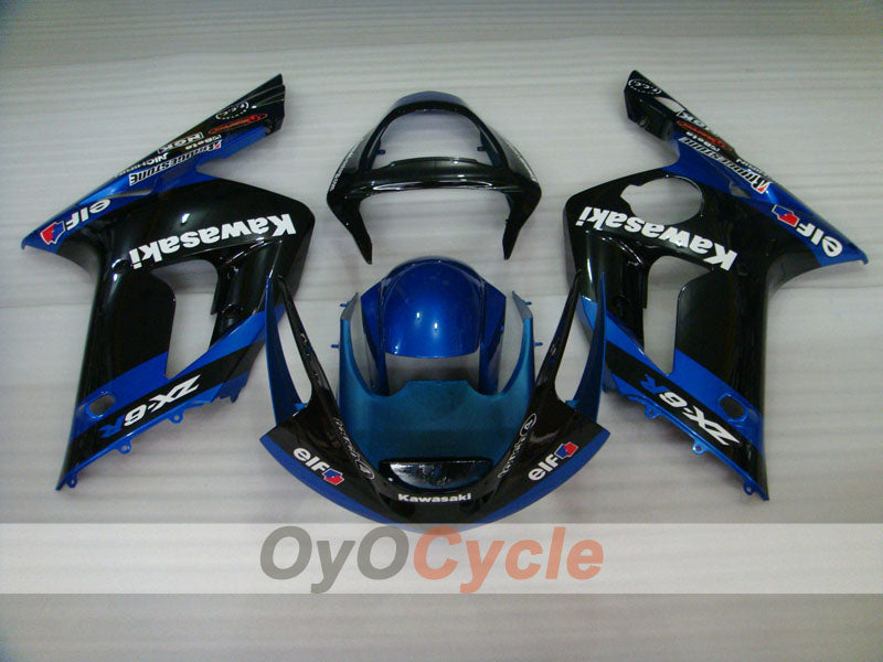 Verkleidungssatz im Spritzgussverfahren für NINJA ZX-6R 03-04 - Blau, Schwarz - Werksstil #OYO87901781