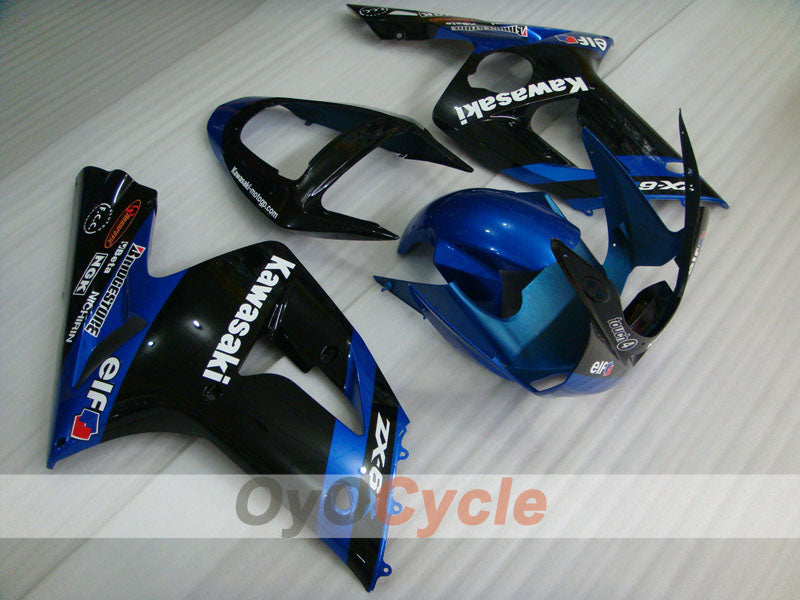 Verkleidungssatz im Spritzgussverfahren für NINJA ZX-6R 03-04 - Blau, Schwarz - Werksstil #OYO87901781 Hauptbild