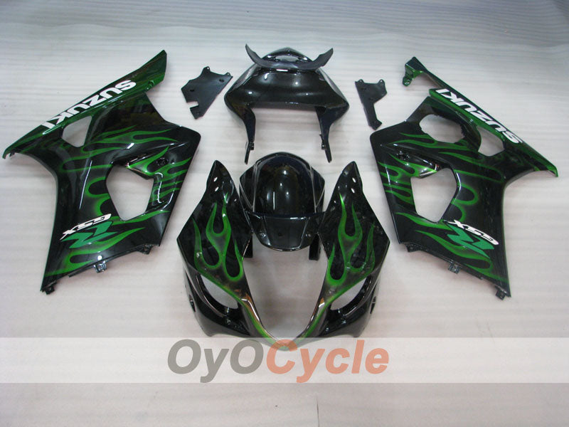 Spritzguss-Verkleidungssatz für 03-04 GSX R1000 - Grün, Schwarz - Flame #OYO87901829