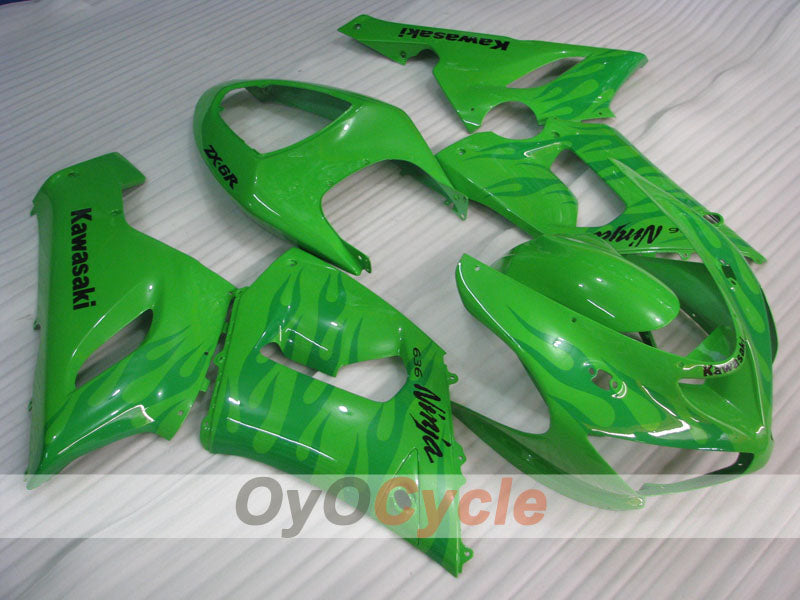 Verkleidungssatz für Einspritzmodelle 05-06 NINJA ZX-6R - Grün - Flamme #OYO87901869