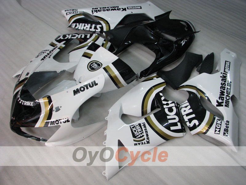 Verkleidungssatz für Einspritzmodelle 05-06 NINJA ZX-6R - Weiß, Schwarz - Lucky Strike #OYO87901871