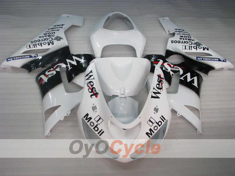 Verkleidungssatz für 05-06 NINJA ZX-6R - Weiß, Schwarz - West #OYO87901897