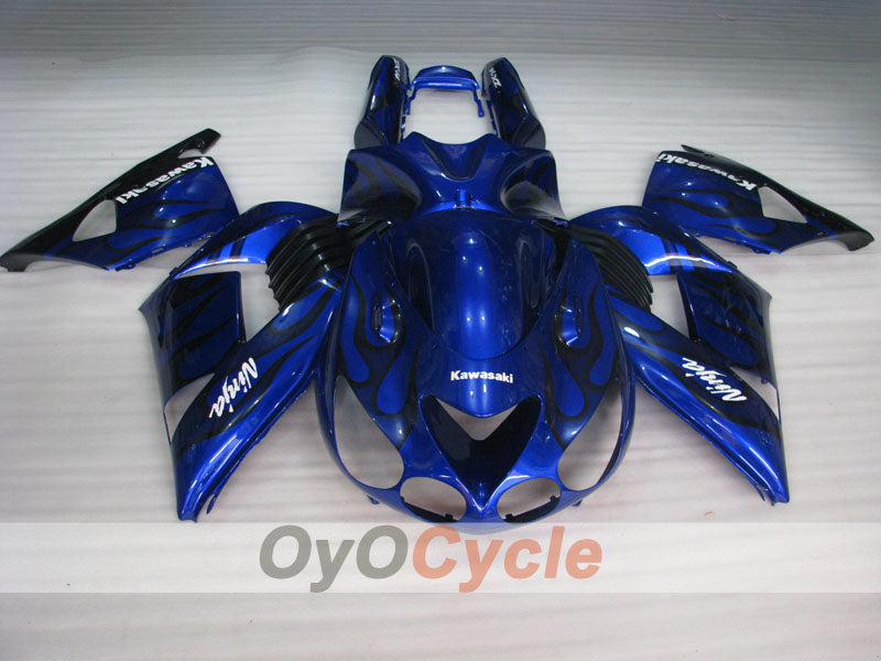 Verkleidungssatz für 06-11 NINJA ZX-14R - Blau, Schwarz - Flamme #OYO87902009
