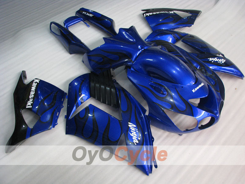 Verkleidungssatz für 06-11 NINJA ZX-14R - Blau, Schwarz - Flamme #OYO87902009