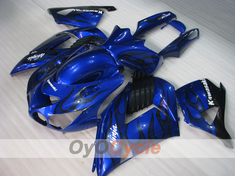 Verkleidungssatz für 06-11 NINJA ZX-14R - Blau, Schwarz - Flamme #OYO87902009