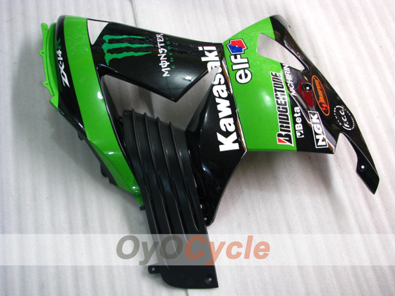 Spritzguss-Verkleidungssatz für 06-11 NINJA ZX-14R - Grün, Schwarz - Monster #OYO87902020