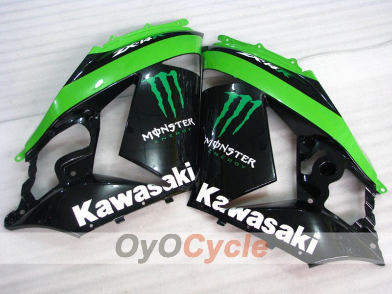 Spritzguss-Verkleidungssatz für 06-11 NINJA ZX-14R - Grün, Schwarz - Monster #OYO87902020