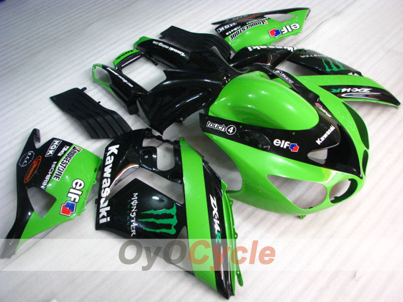 Spritzguss-Verkleidungssatz für 06-11 NINJA ZX-14R - Grün, Schwarz - Monster #OYO87902020