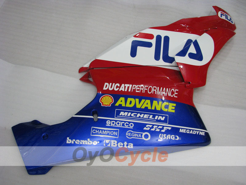 Einspritzverkleidungssatz für Ducati 749, Baujahr 03-04 - Rot, Blau - FILA #OYO87902127