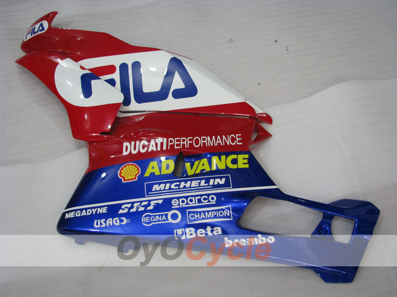 Einspritzverkleidungssatz für Ducati 749, Baujahr 03-04 - Rot, Blau - FILA #OYO87902127