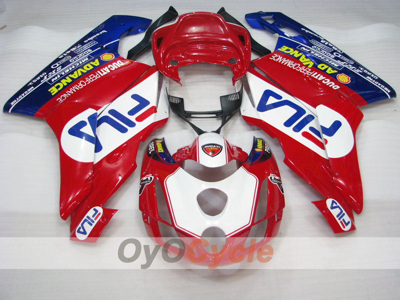 Einspritzverkleidungssatz für Ducati 749, Baujahr 03-04 - Rot, Blau - FILA #OYO87902127