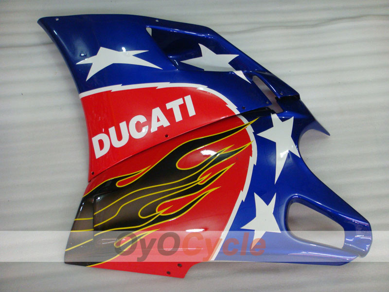 Einspritzverkleidungssatz für Ducati 996, 99-02 - Rot, Silber - Flamme #OYO87902218