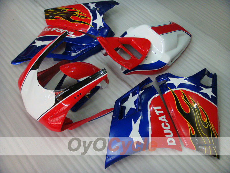 Einspritzverkleidungssatz für Ducati 996, 99-02 - Rot, Silber - Flamme #OYO87902218