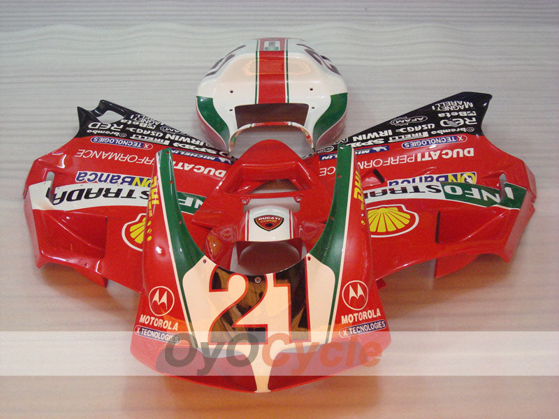 Einspritzverkleidungssatz für Ducati 996, 99-02 - Rot, Weiß - INFO STRADA #OYO87902223