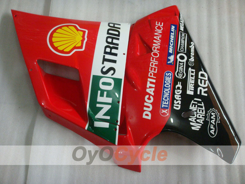 Einspritz-Verkleidungssatz für Ducati 998, Baujahr 02-04 - Rot, Weiß - INFO STRADA #OYO87902298