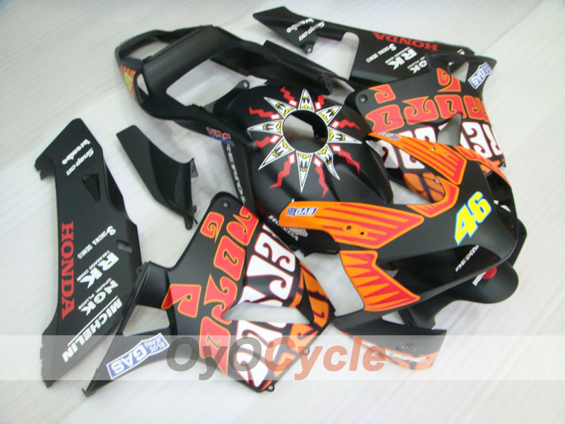 Verkleidungssatz für Einspritzermodelle der CBR600RR 03-04 - Schwarz, Matt - Rossi #OYO87902541