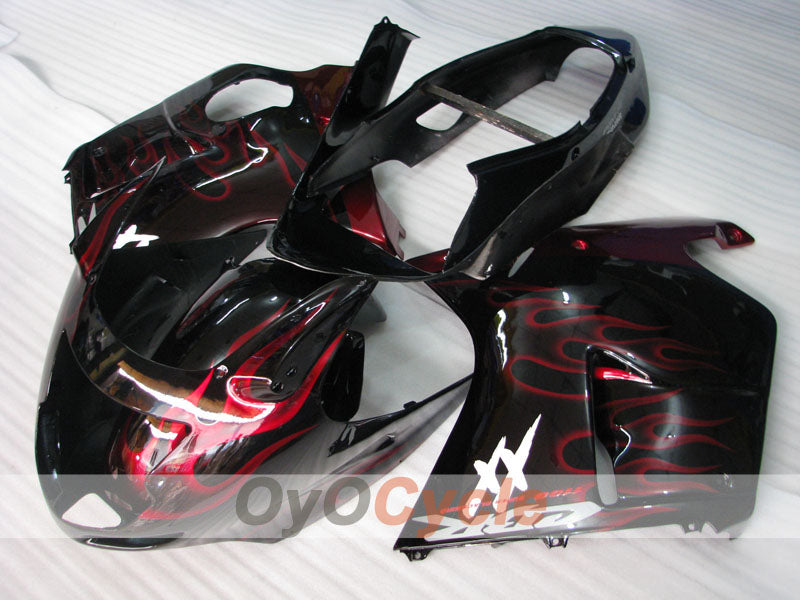 Einspritzverkleidungssatz für 96-07 CBR1100XX - Rot, Schwarz - Flamme #OYO87902800