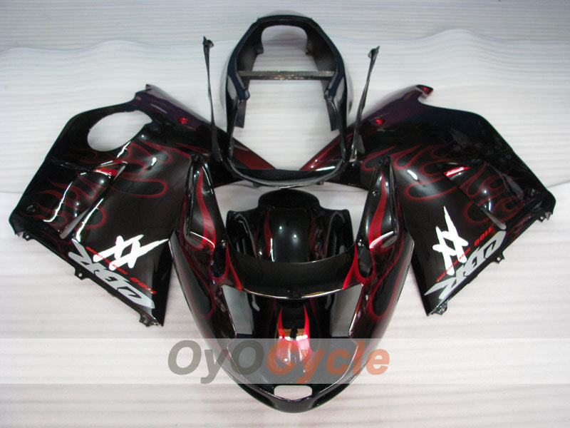 Einspritzverkleidungssatz für 96-07 CBR1100XX - Rot, Schwarz - Flamme #OYO87902800