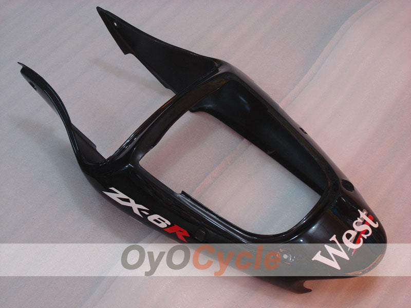Einspritz-Verkleidungssatz für 00-02 NINJA ZX-6R - Weiß, Schwarz - MICHELIN, West #OYO87902818