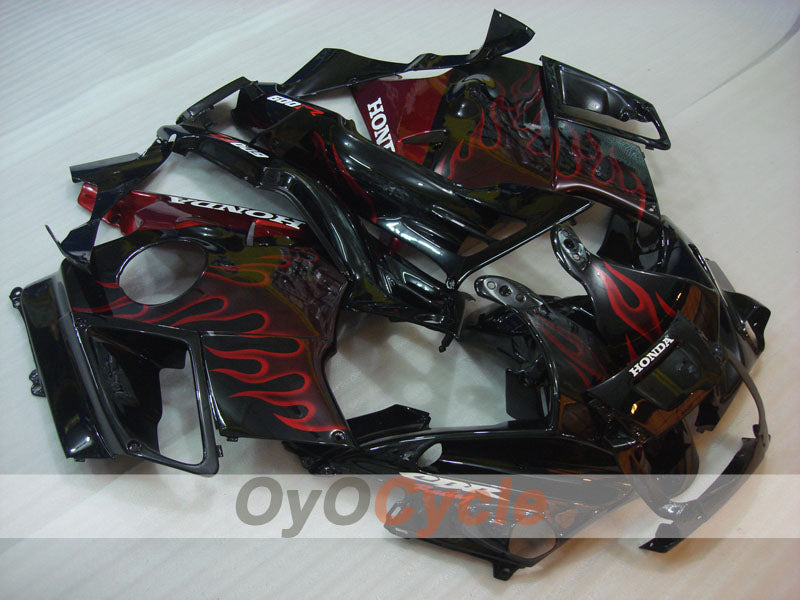 Verkleidungssatz für 91-94 Honda CBR600 F2 - Rot, Schwarz - Flamme #OYO87903060