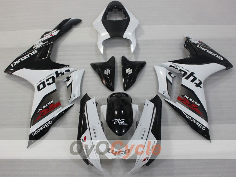 Einspritzverkleidungsset für GSX R600 11-26 - Weiß, Schwarz - Werksstil #OYO87903220