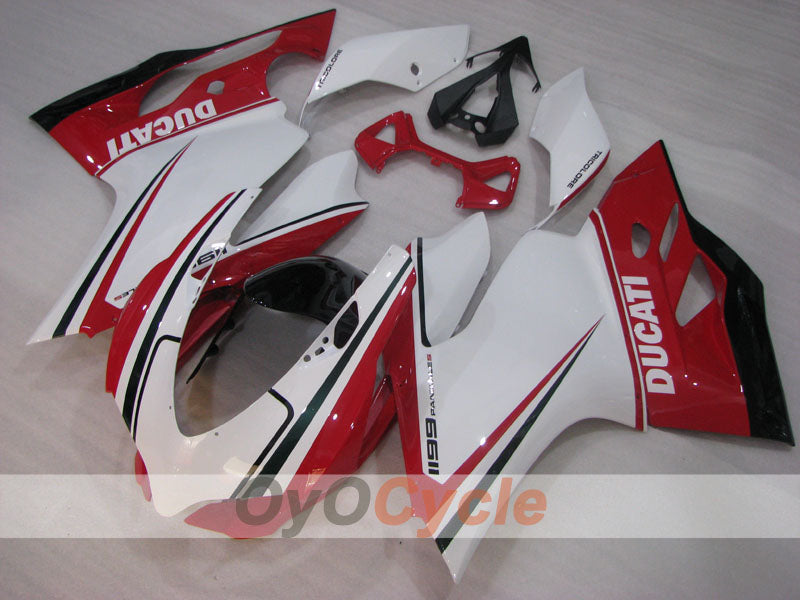 Einspritz-Verkleidungssatz für Ducati 1199, Baujahre 11-14 - Rot, Weiß - Werksstil #OYO87903386