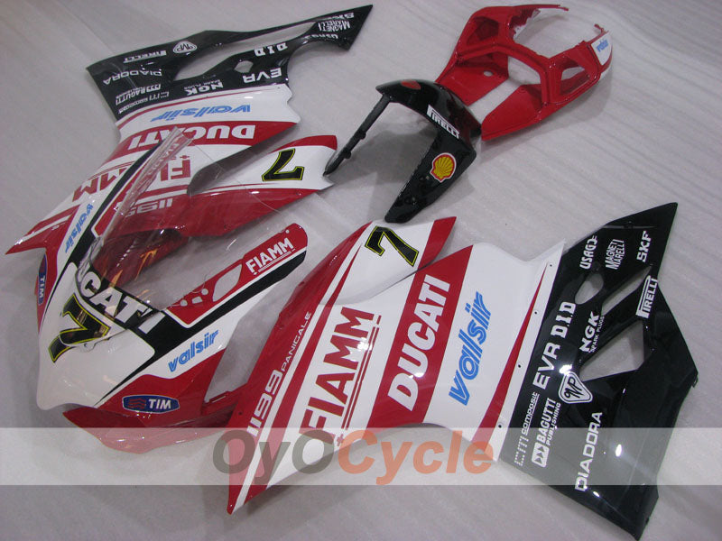 Einspritz-Verkleidungskit für Ducati 1199, Baujahre 11-14 - Rot, Weiß - FIAMM #OYO87903390