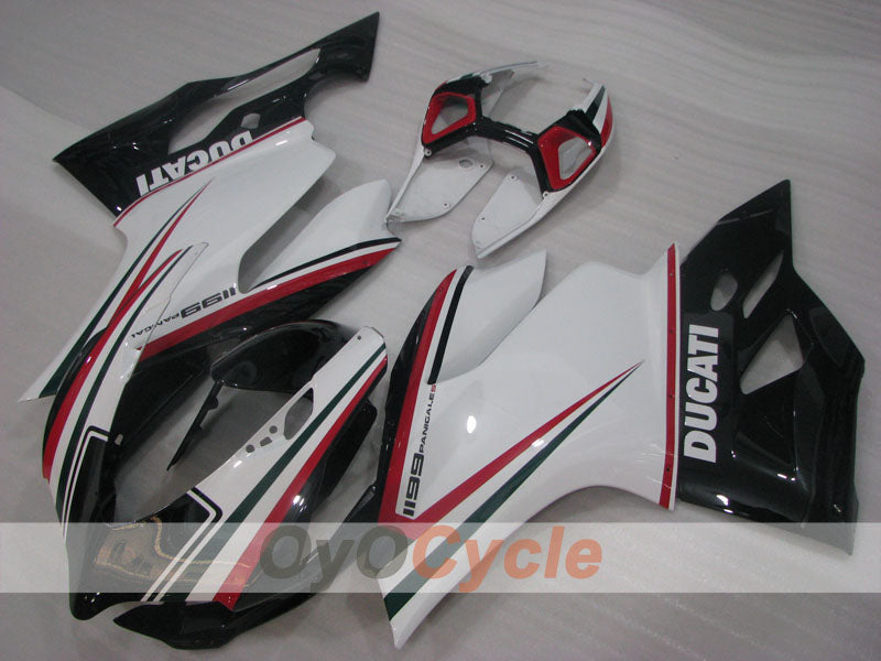Einspritz-Verkleidungskit für Ducati 1199, Baujahre 11-14 - Weiß, Schwarz - Werksstil #OYO87903393
