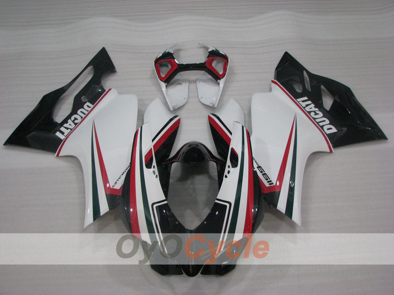 Einspritz-Verkleidungskit für Ducati 1199, Baujahre 11-14 - Weiß, Schwarz - Werksstil #OYO87903393