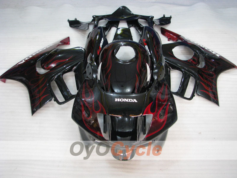Verkleidungssatz für Einspritzung für CBR600F3 97-98 - Rot, Schwarz - Flamme #OYO87900066