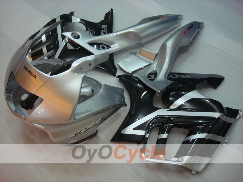 Verkleidungssatz für Einspritzermodelle, CBR600F3 97-98 - Schwarz, Silber - Werksstil #OYO87900075