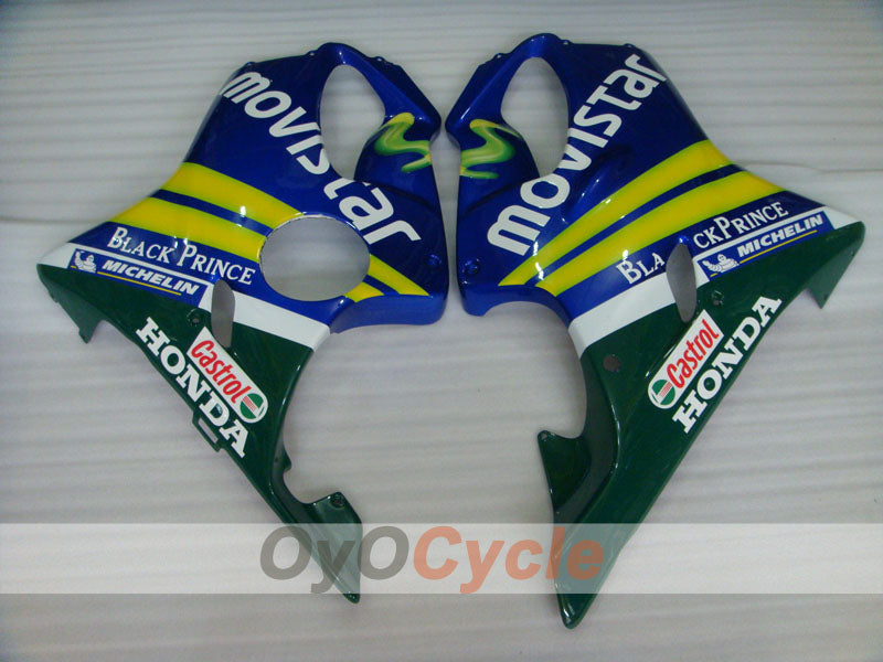 Verkleidungssatz für Einspritzmodelle 99-00 CBR600F4 - Gelb, Weiß - Castrol, Movistar #OYO87900116