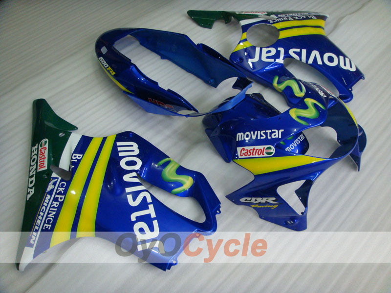 Verkleidungssatz für Einspritzmodelle 99-00 CBR600F4 - Gelb, Weiß - Castrol, Movistar #OYO87900116