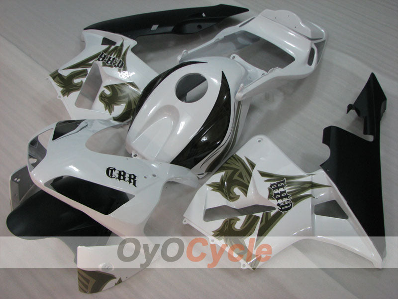 Verkleidungssatz für Einspritzung für 03-04 CBR600RR - Weiß, Schwarz - Werksstil #OYO87904892