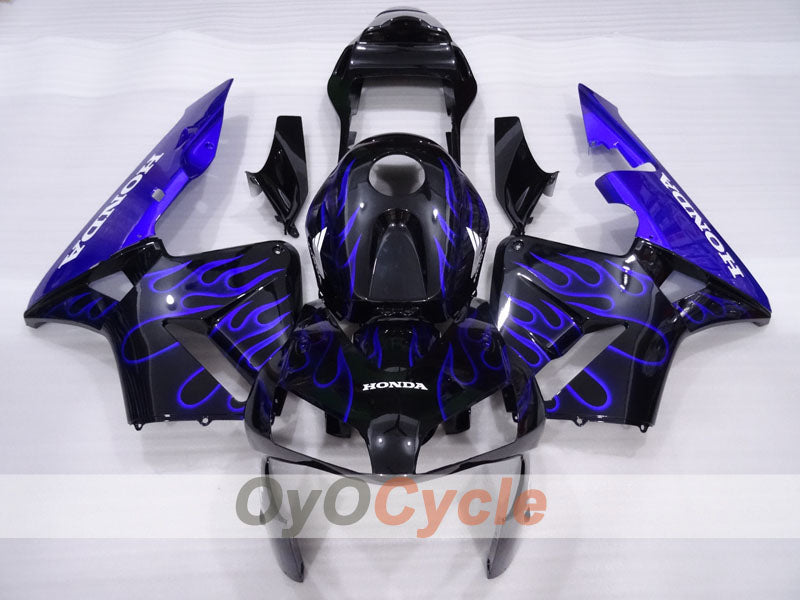 Verkleidungssatz für Einspritzung für 03-04 CBR600RR - Blau, Schwarz - Flammen #OYO87904894
