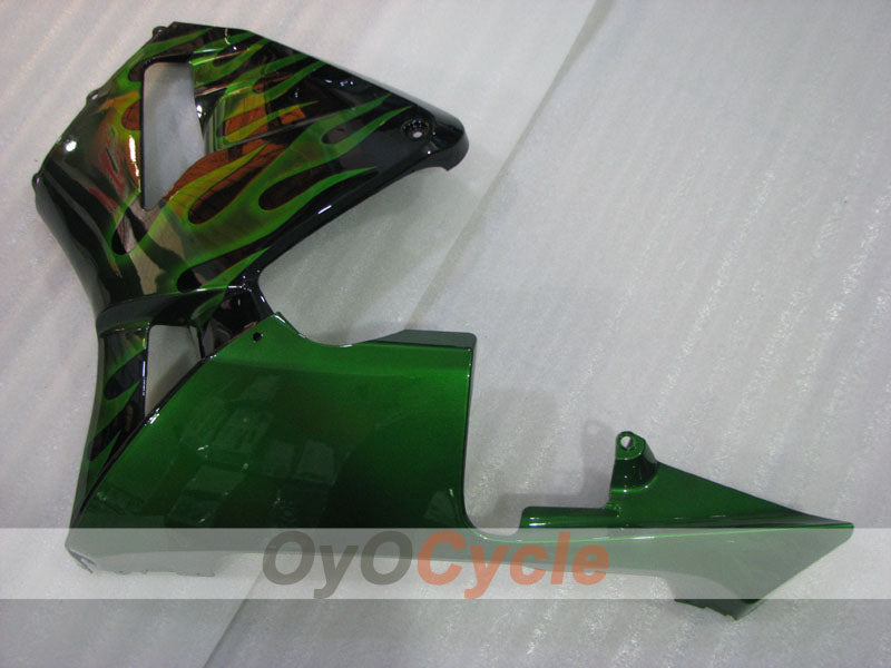 Verkleidungssatz für Einspritzung für 03-04 CBR600RR - Grün, Schwarz - Flammen #OYO87904899