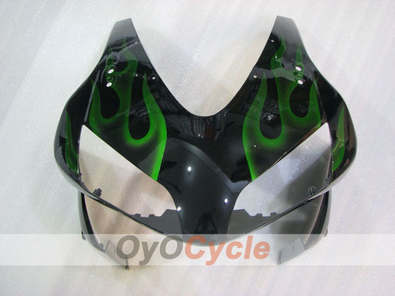 Verkleidungssatz für Einspritzung für 03-04 CBR600RR - Grün, Schwarz - Flammen #OYO87904899