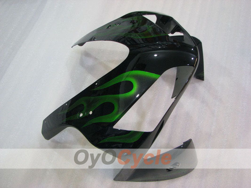 Verkleidungssatz für Einspritzung für 03-04 CBR600RR - Grün, Schwarz - Flammen #OYO87904899