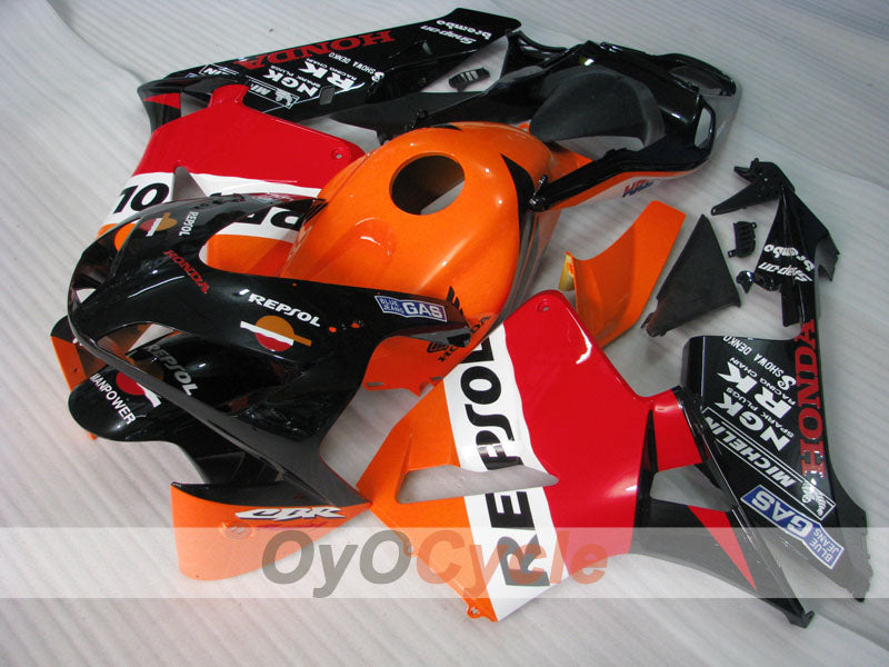 Verkleidungssatz für Einspritzmodelle 03-04 CBR600RR - Orange, Schwarz - Repsol #OYO87904910 Zweitbild