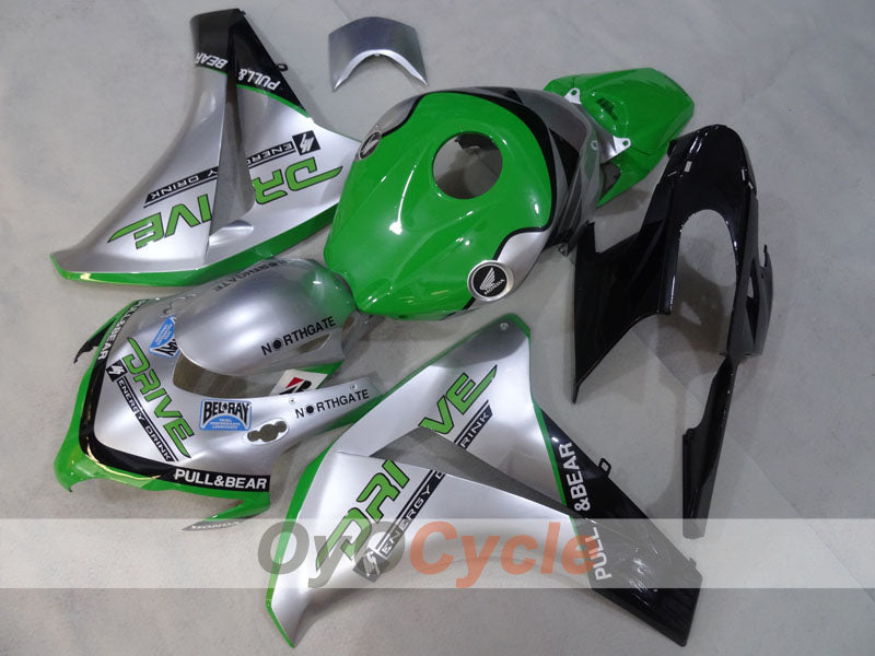 Spritzguss-Verkleidungssatz für CBR1000RR 08-11 - Grün, Silber - DRIVE #OYO87905016 Zweitbild
