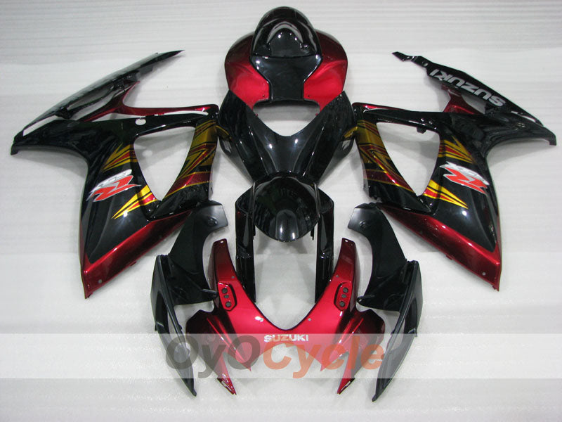 Verkleidungssatz im Spritzgussverfahren für GSX R600 06-07 - Rot, Schwarz - Werksdesign #OYO87905302
