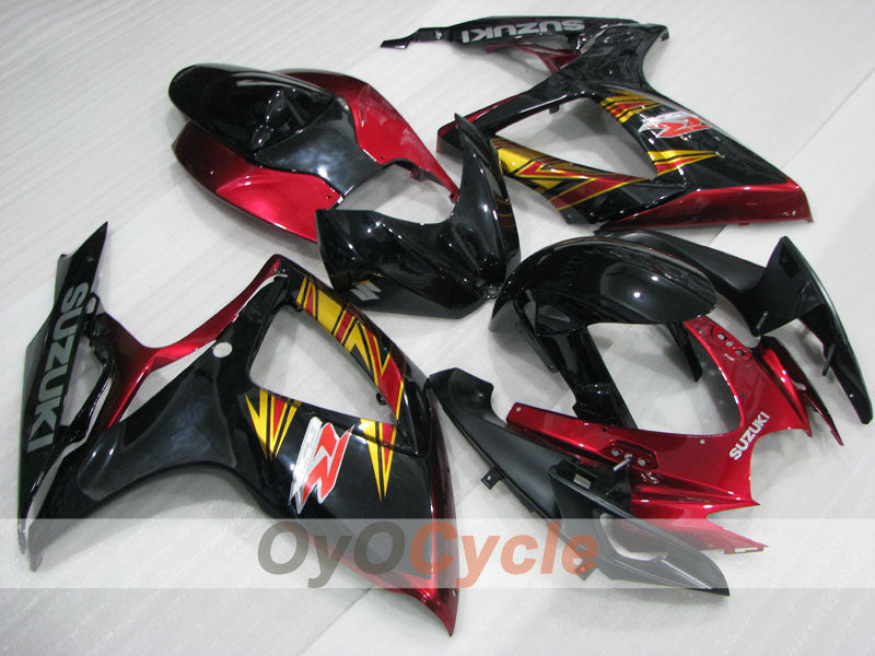 Verkleidungssatz im Spritzgussverfahren für GSX R600 06-07 - Rot, Schwarz - Werksdesign #OYO87905302